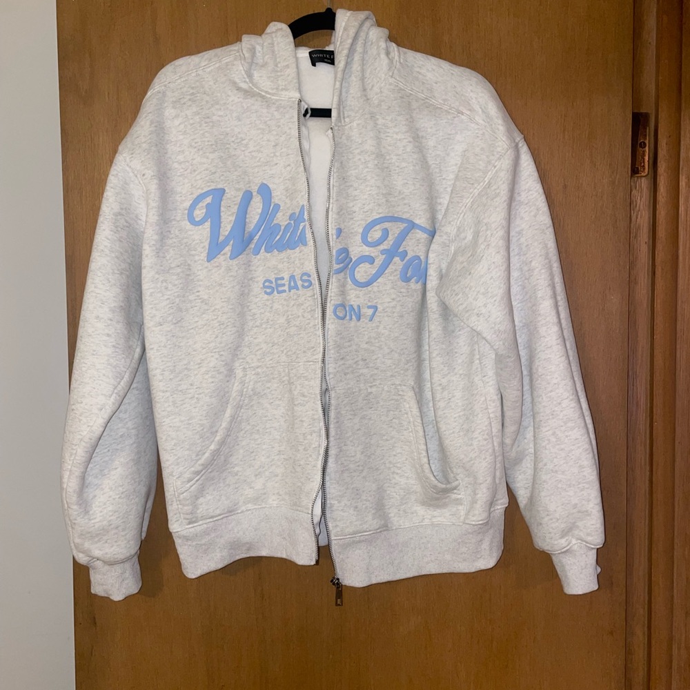 White Fox Over sized Zip up!